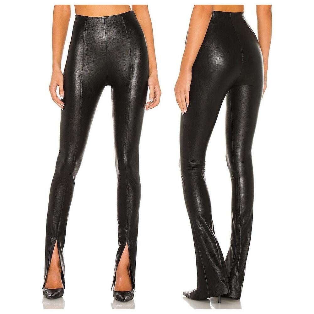 Amanda Uprichard Malta Faux Leather Pants Split Hem Moto Biker Y2k Street S